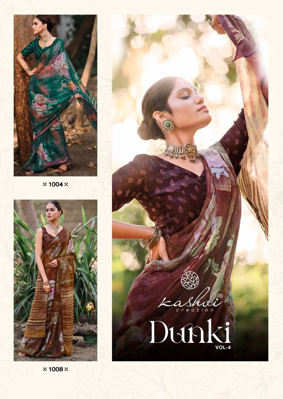 Kashvi Creation Dunki Vol 04 Rimijim Silk Wholesale Fancy Sarees Catalog — Wholesale Sarees, Kashvi Creation wholesale from Surat - Gallery Image 8